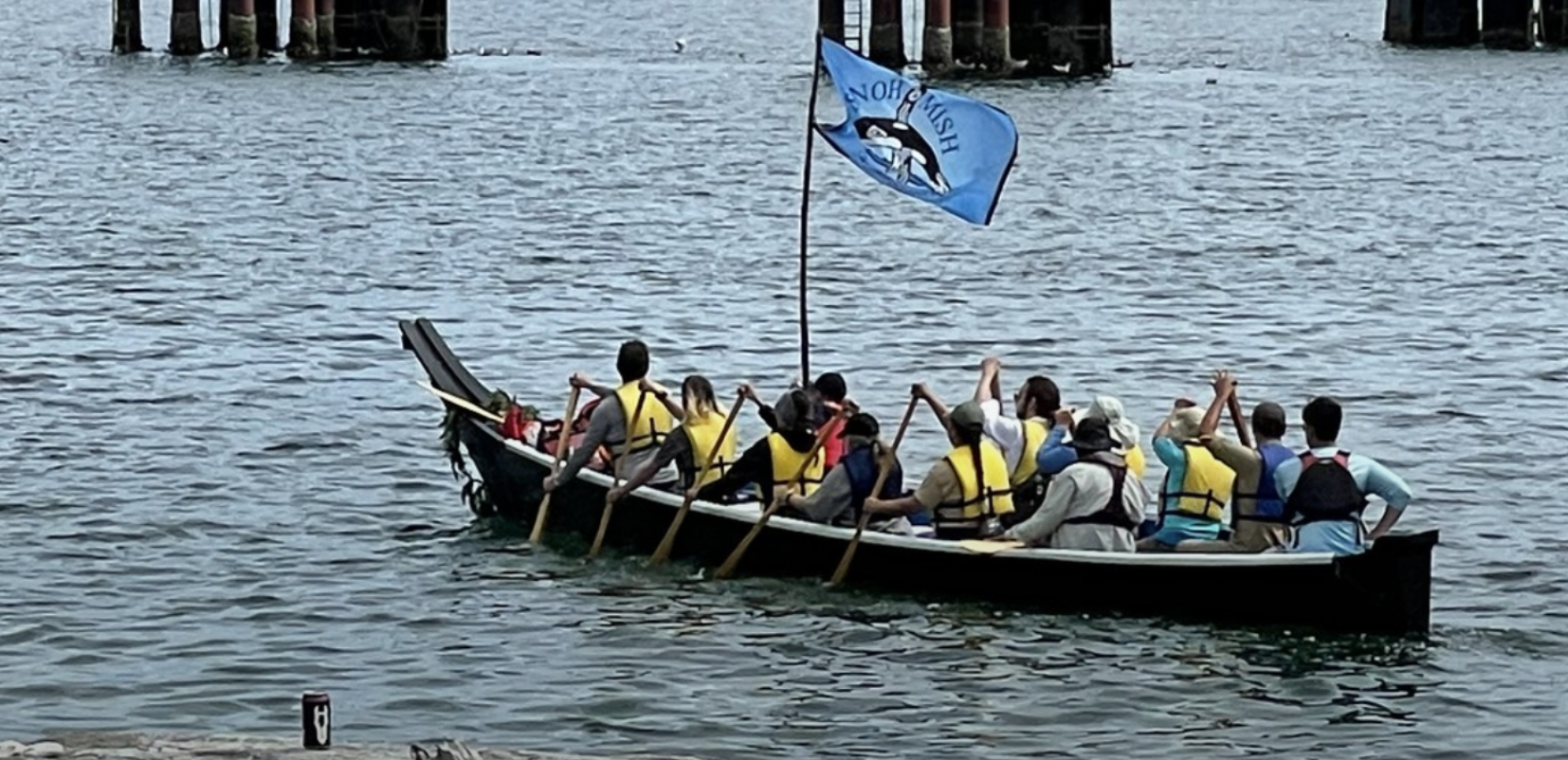 Canoe with paddlers